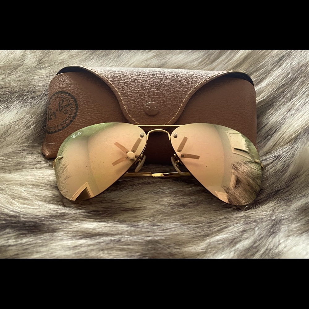 Ray-Ban RB3449 Rimless Gold Aviator Sunglasses